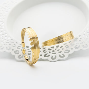 Gold-Plated Copper Layered Hoop Earrings