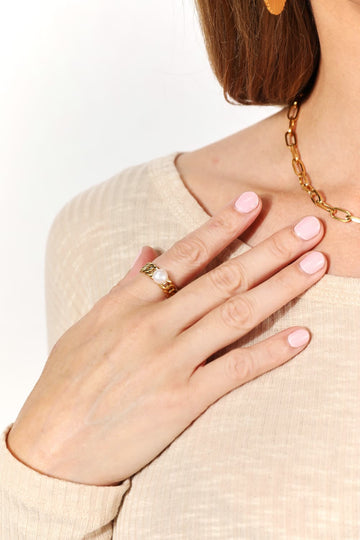 Gold-Plated Pearl Ring