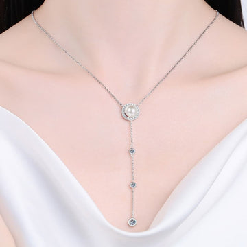 Moissanite Pearl Drop Necklace